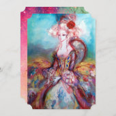 JUFFROUW POMPADOUR Roze Gouden Glitters Feestkledi Kaart (Voorkant / Achterkant)