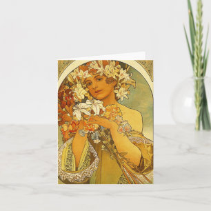 Jugendstil Alphonse Mucha Flower Note Card Kaart
