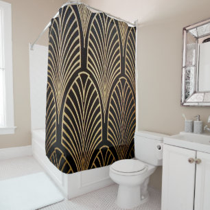 Jugendstil, art deco, ventilatorpatroon, brons, douchegordijn