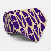 Jugendstil Art Nouveau Letter M Paars Gold Stropdas (Opgerold)