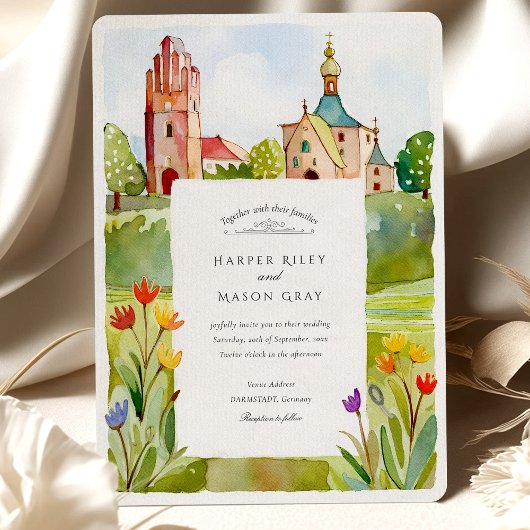 Jugendstil Mathildenhöhe Darmstadt Waterverf Kaart