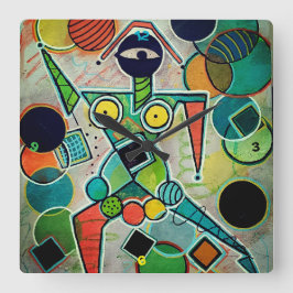 "Juggler" Wall Clock Vierkante Klok