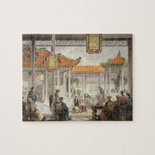 Jugglers die in het gerechtshof van een Mandarijns Legpuzzel