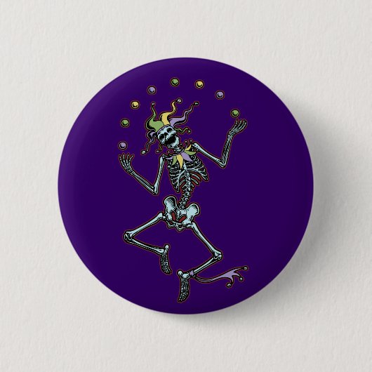 Juggling Jester Skeleton Ronde Button 5,7 Cm (Voorkant)