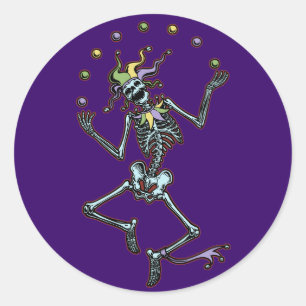 Juggling Jester Skeleton Ronde Sticker