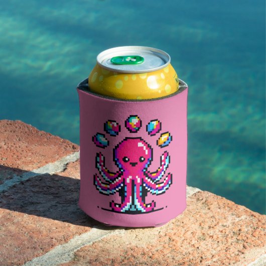 Juggling Octopus - Grappig Pixel Art Circus Design Blikjeskoeler (Insitu Zwembad)