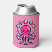 Juggling Octopus - Grappig Pixel Art Circus Design Blikjeskoeler (Blikje Voorkant)