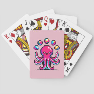 Juggling Octopus - Grappig Pixel Art Circus Design Pokerkaarten