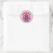 Juggling Octopus - Grappig Pixel Art Circus Design Ronde Sticker (Tas)