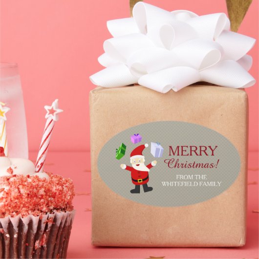 Juggling Santa Claus Ovale Sticker (Feest)