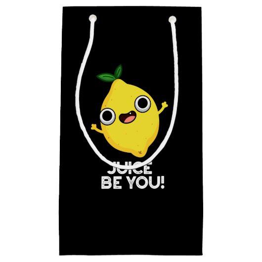 Juice be you Funny Positive Lemon Pun Dark BG Klein Cadeauzakje (Voorkant)