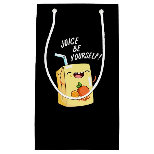 Juice be Yourself Funny Oranje Juice Pun Dark BG Klein Cadeauzakje (Voorkant)