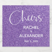 JUICH Paarse Glitter Bruiloft Mousserende Wijn Eti Sparkling Wijnetiket (Enkel label)