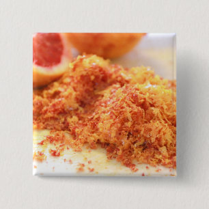 Juicy Citrus Bloed Sinaasappels en Zest Vierkante Button 5,1 Cm