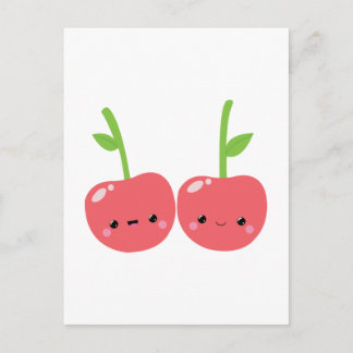Juicy Cute Kawaii Cherries Briefkaart