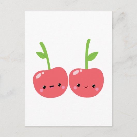 Juicy Cute Kawaii Cherries Briefkaart (Voorkant)