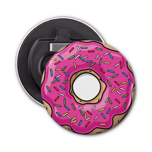 Juicy Delicious Pink Sprinsed Donut Button Flesopener (Voorkant)