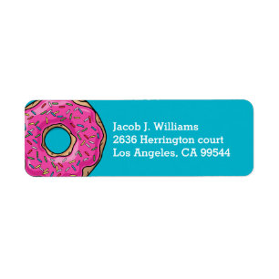 Juicy Delicious Pink Sprinsed Donut Etiket