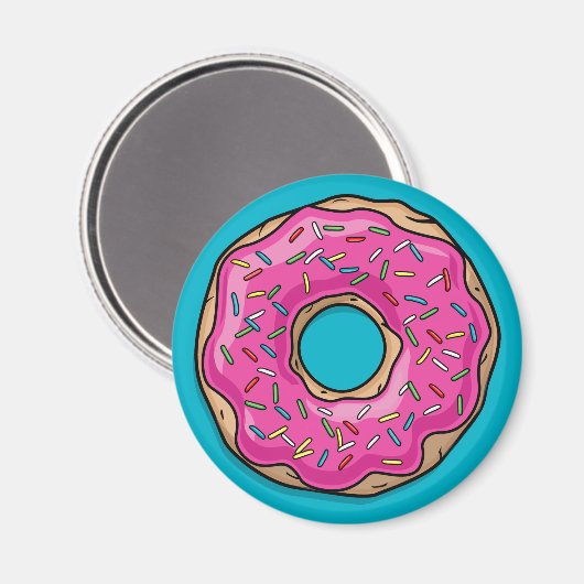Juicy Delicious Pink Sprinsed Donut Magneet (Voorkant / Achterkant)