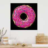Juicy Delicious Pink Sprinsed Donut Poster (Keuken)
