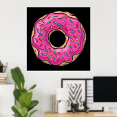 Juicy Delicious Pink Sprinsed Donut Poster (Thuiskantoor)