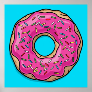 Juicy Delicious Pink Sprinsed Donut Poster