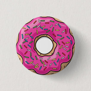Juicy Delicious Pink Sprinsed Donut Ronde Button 3,2 Cm