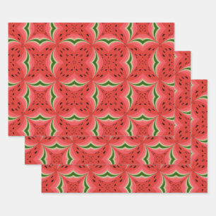 Juicy Delicious Ripe Watermelon met zaadontwerp Inpakpapier Vel