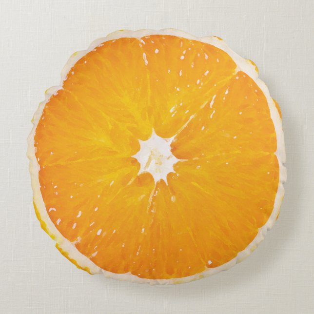 Juicy Fruit Oranje Citrus Slice Rond Kussen (Voorkant)