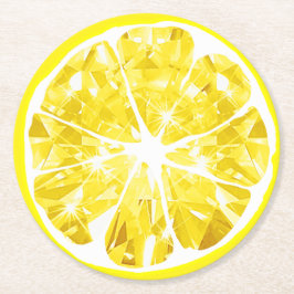 Juicy Gem Florida Lemon Slice Citrus Party Ronde Kartonnen Onderzetter