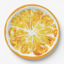 Juicy Gem Oranje Slice Citrus Fruit Party Patio Papieren Bordje
