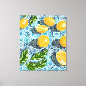 Juicy Lemons over Blue Moroccan Canvas Afdruk (Voorkant)