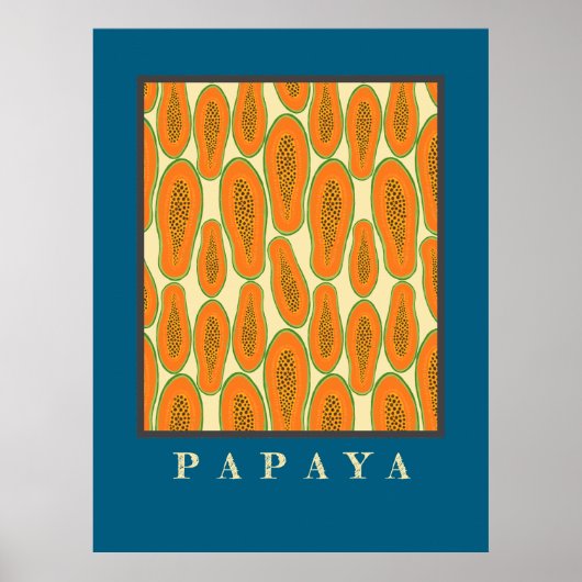 Juicy Papaya Poster Blauw (Voorkant)