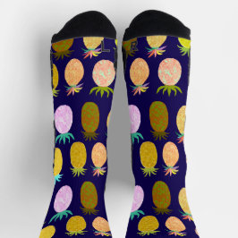 Juicy Pineapple Navy Pattern Sokken