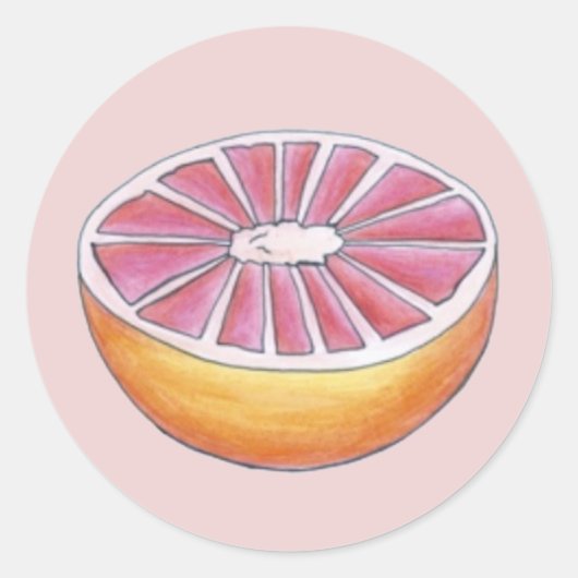 Juicy Pink Grapefruit Citrus Breakfast Food Ronde Sticker (Voorkant)