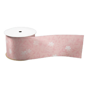 Juicy Pink Tiny Floral Print Pattern Satin Ribbon Lint
