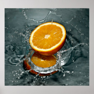 Juicy-positief sinaasappel voor vitamine stemming poster