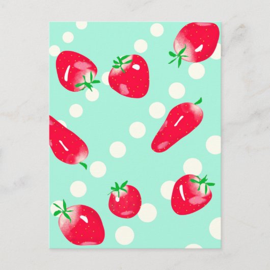 Juicy Red Strawberries Briefkaart (Mint) (Voorkant)