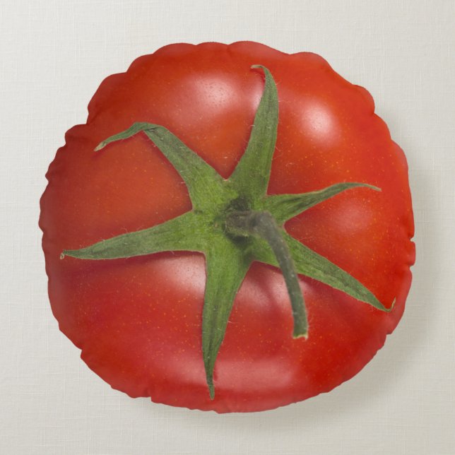 Juicy Red Tomato Rond Kussen (Voorkant)