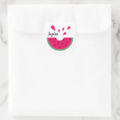 Juicy red watermelon en harten, gepersonaliseerd vierkante sticker (Tas)