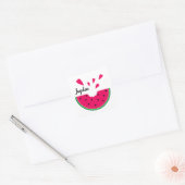 Juicy red watermelon en harten, gepersonaliseerd vierkante sticker (Envelop)