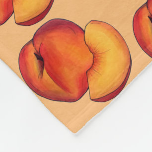 Juicy Ripe Summer Peach Peaches Stone Fruit Fleece Deken