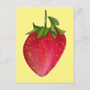Juicy Strawberry fruit waterverf macro art Briefkaart