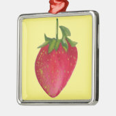 Juicy Strawberry fruit waterverf macro art Metalen Ornament (Links)