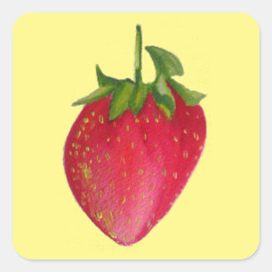 Juicy Strawberry fruit waterverf macro art Vierkante Sticker