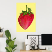 Juicy Strawberry fruit waterverf macro pop art Poster (Thuiskantoor)