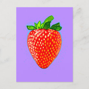 Juicy Strawberry in Pop Art Style Briefkaart