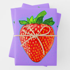Juicy Strawberry in Pop Art Style Inpakpapier Vel