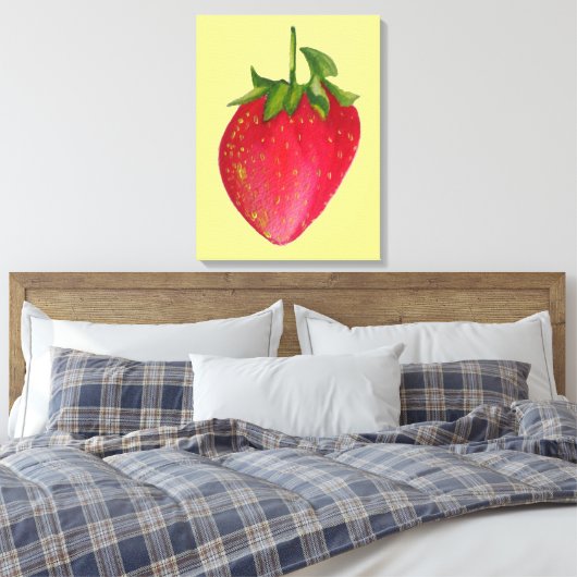 Juicy Strawberry waterverf macro fruit pop art Canvas Afdruk (Insitu (Slaapkamer))