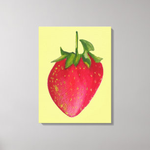 Juicy Strawberry waterverf macro fruit pop art Canvas Afdruk
